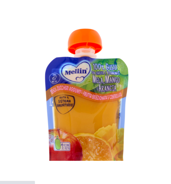 Mellin leng frutash Mango, Portokall, Mollë 6m+